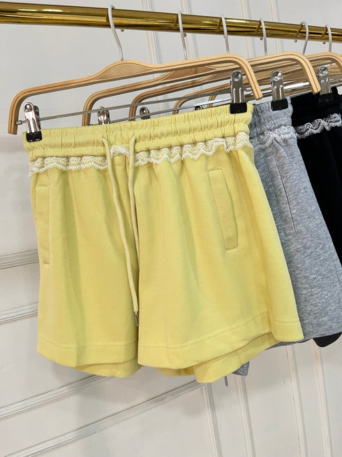Women Lacey Detail Drawstring Short
